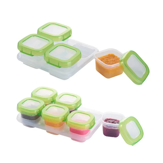 Baby food in plastic containers