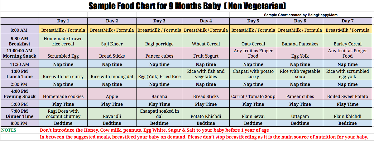 7 month baby feeding schedule india