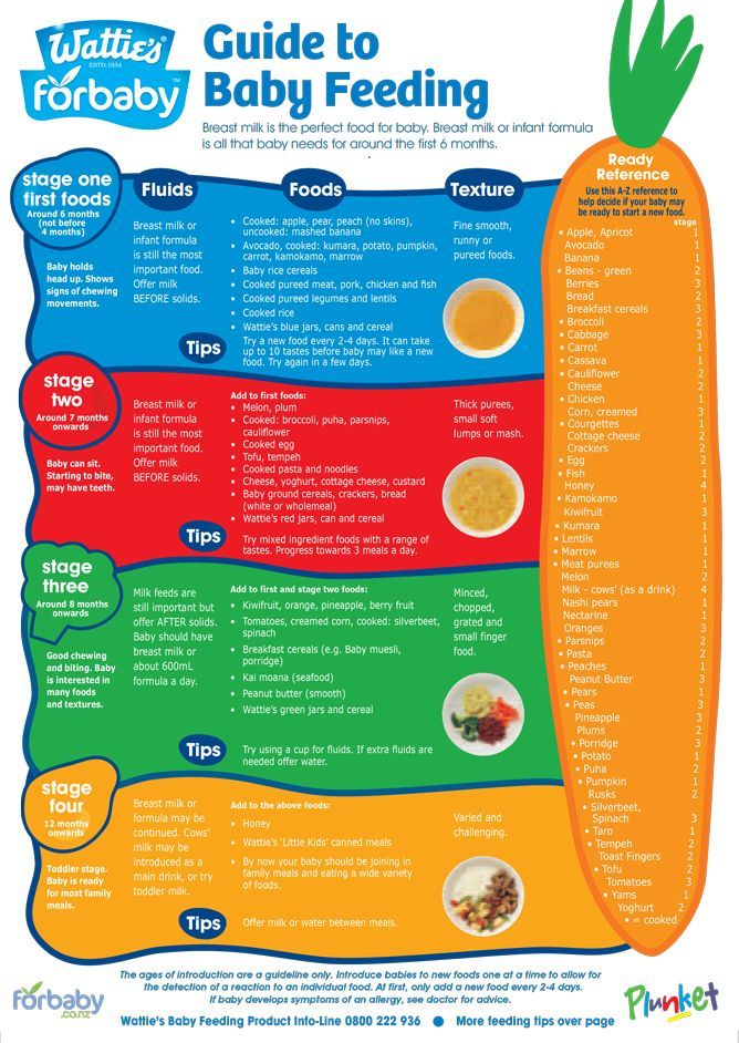 Baby feeding chart: Baby food by age guide