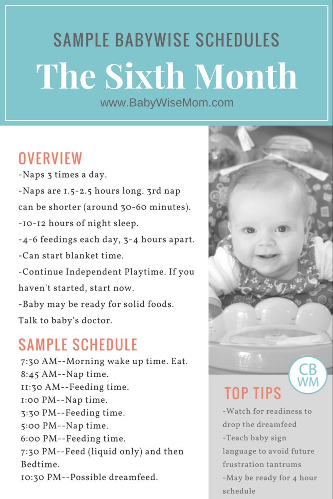 6 mth old baby feeding schedule