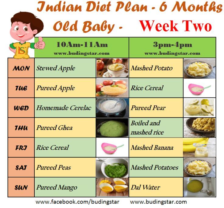 One year old baby food chart