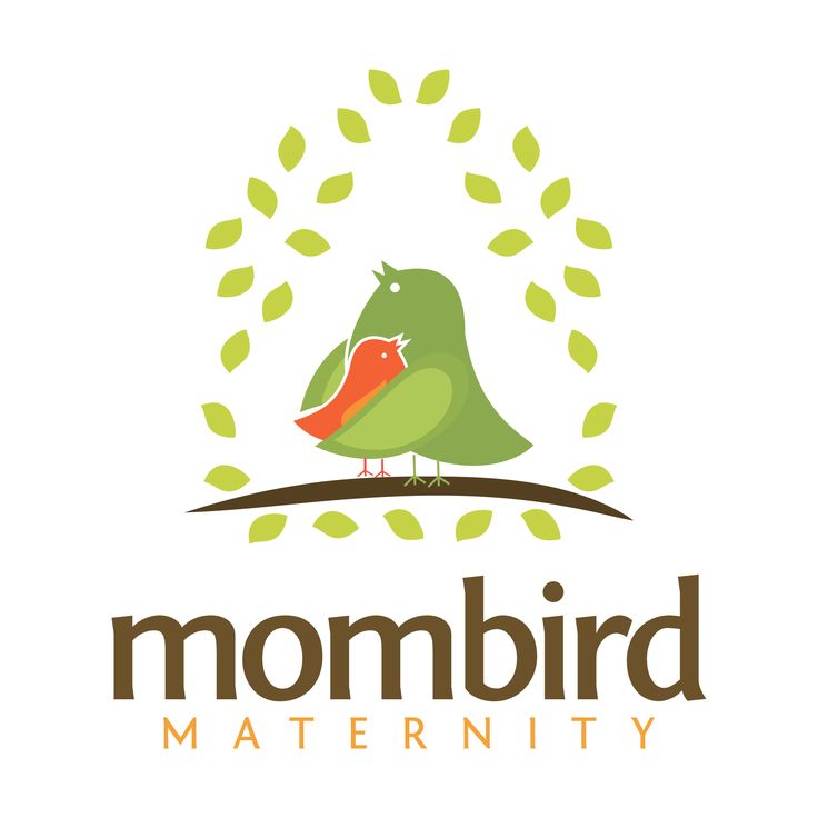 Mom bird feeding babies logo