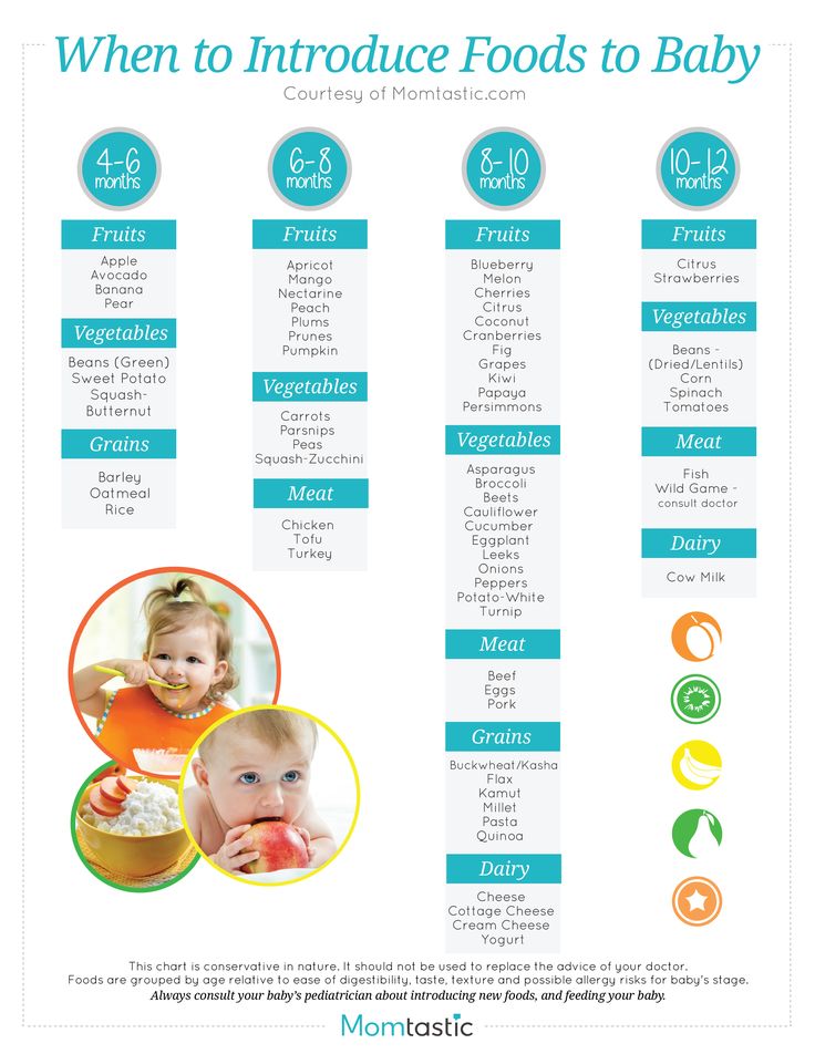 Food chart for 6 month baby with time