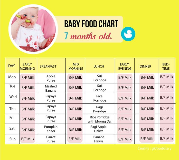 Chart for feeding baby solid foods