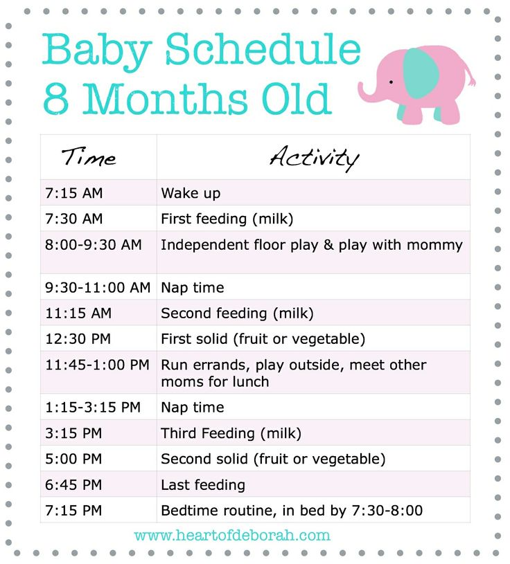 Sample feeding schedule for 7 month old baby