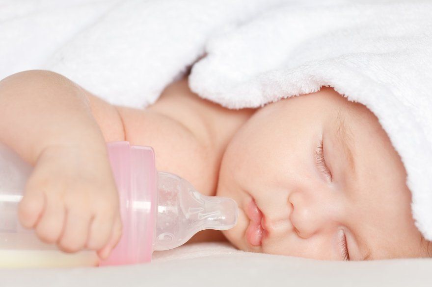 Baby falls asleep during feeding bottle
