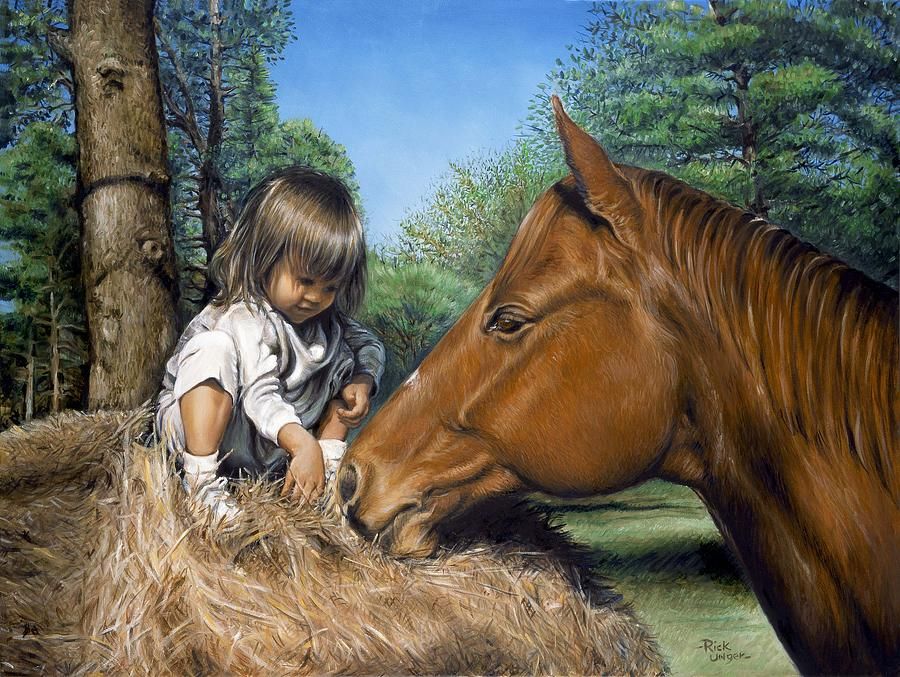 Horse feeding baby