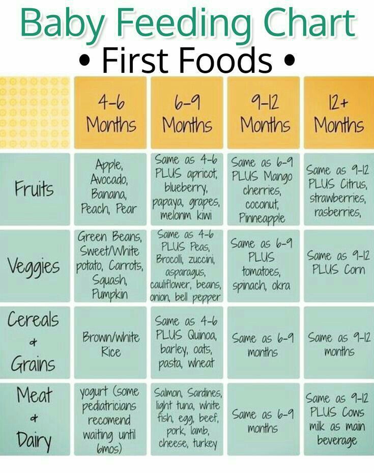 One and half year old baby food chart