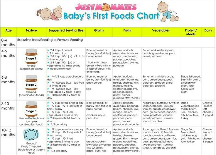 Baby solid foods timeline