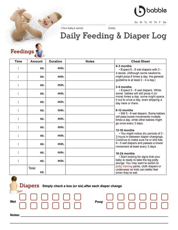 Baby feeding and sleeping schedule template