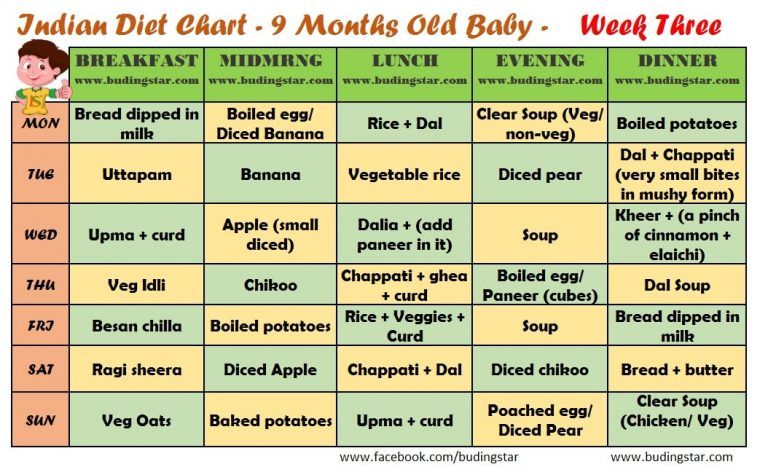 Foods for nine months old baby