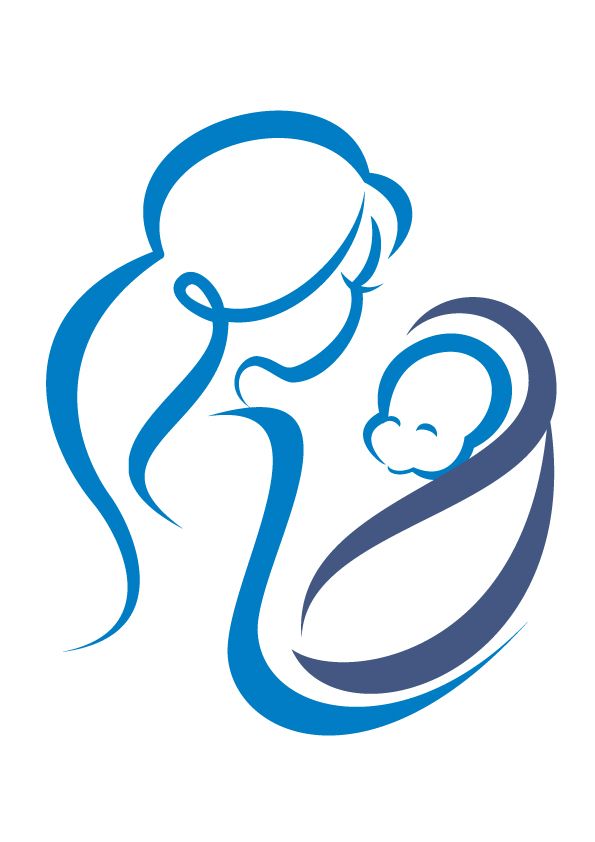 Mother bird feeding babies logo