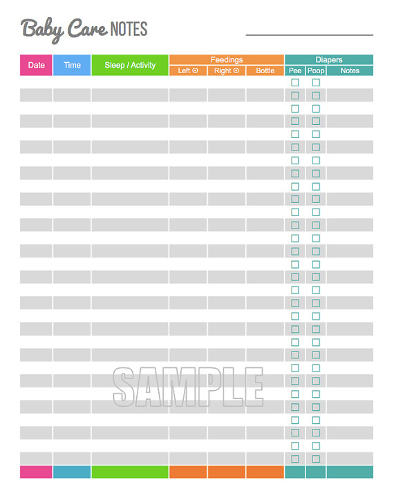 Baby feeding and diaper log book