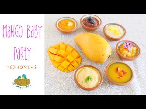 Puree mango for baby food