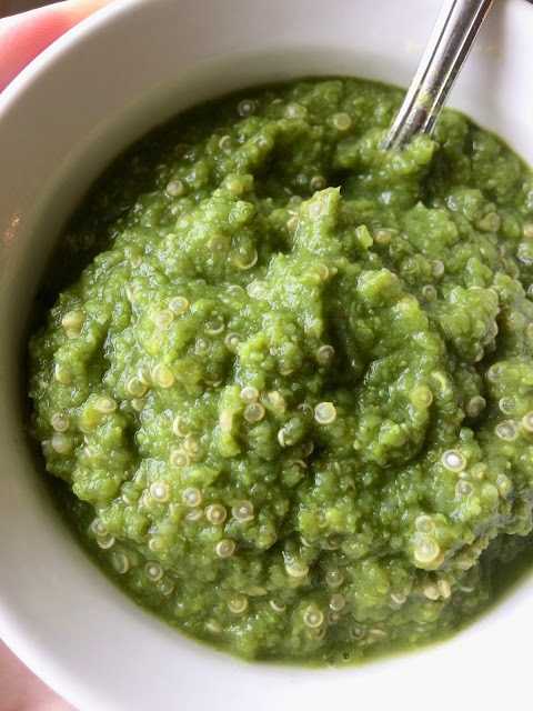 Baby food peas mixed with